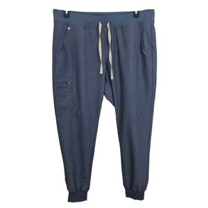 Figs Zamora Jogger Scrub Pants Heather Denim Blue PO 1327 Size XL